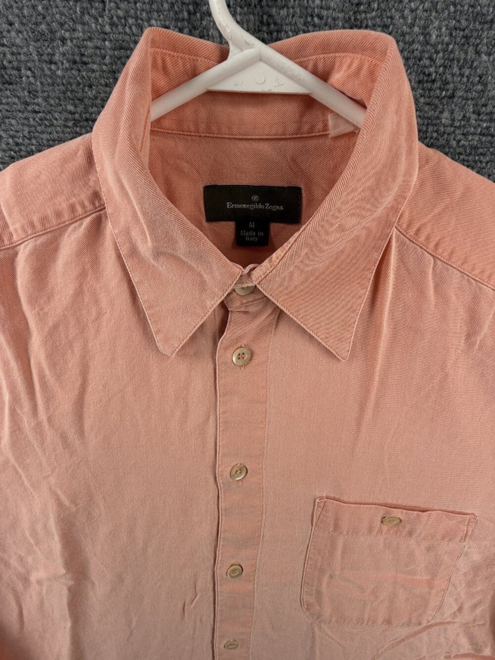 Ermenegildo Zegna Italy Medium Soft Point Pocket Shirt Italian Solid Orange
